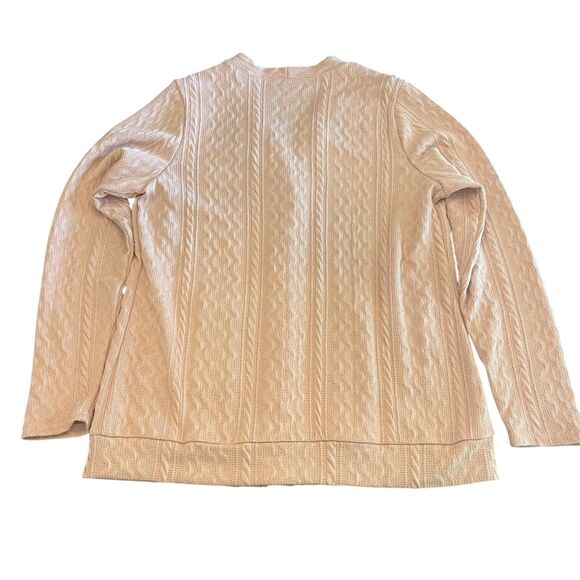 Womens Pink Cable Knit Cardigan Sweater Sz L Cottagecore Grandmacore Soft Girl - Picture 7 of 10